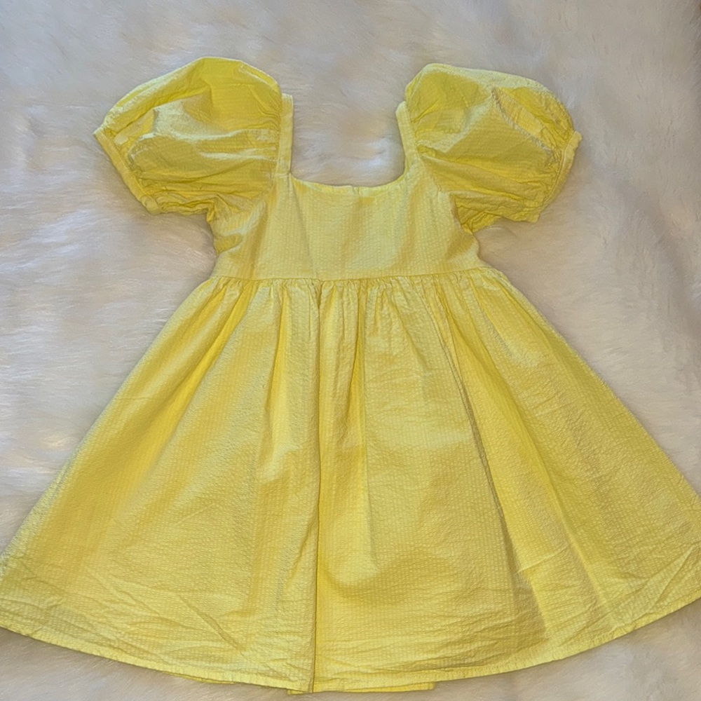 NWOT. Janie and Jack yellow seersucker dress